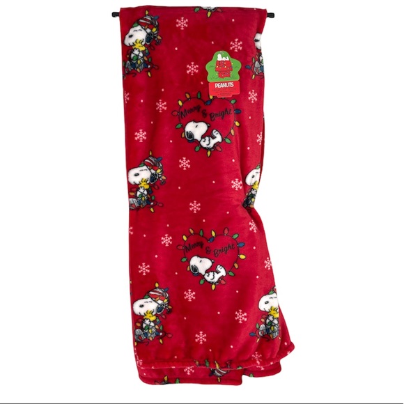 Peanuts Other - Peanuts Snoopy and Woodstock Christmas Blanket, Red, 50x70